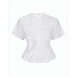 CECILIE BAHNSEN Fitted Ruched Peplum Top